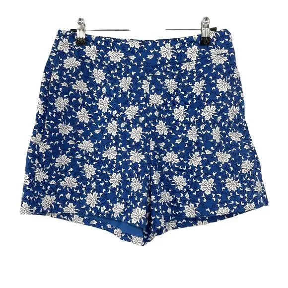 J. Crew Shorts Womens Size 4 Trouser Night Sky Floral Block Print Blue White NWT