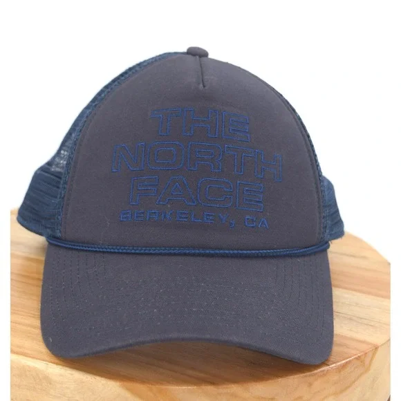 The North Face Hat Mens Trucker Berkeley CA Logo‎ Blue Adjustable Cap