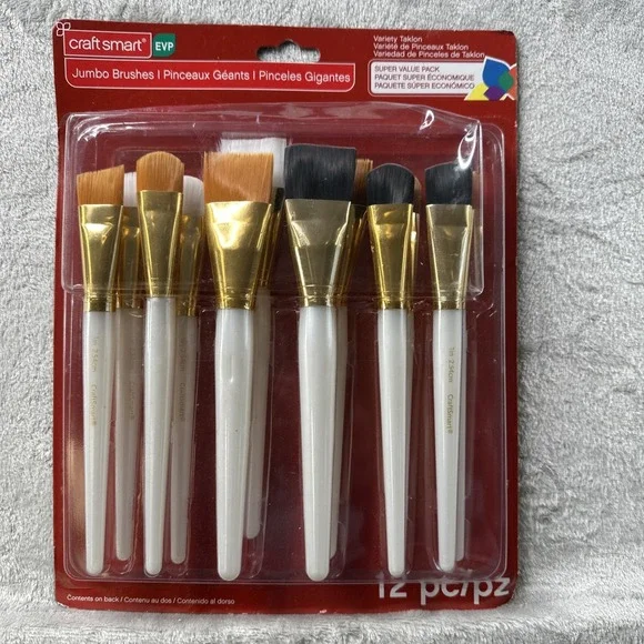 Craft Smart Set Of 12 Paint Brushes Jumbo Size - New