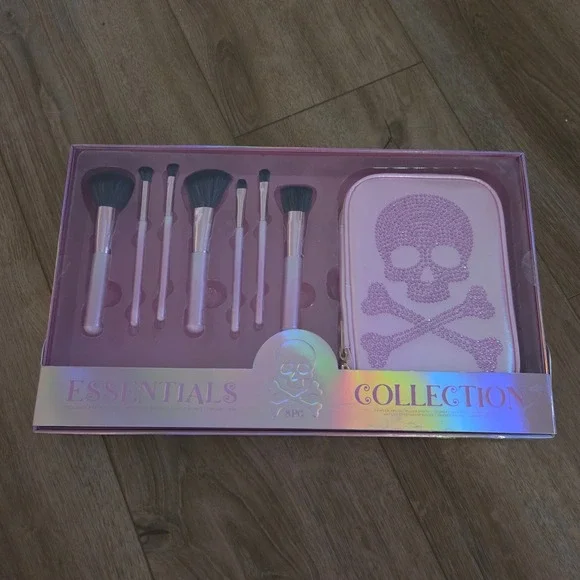 SPC Essentials Collection Makeup Brush Set‎ with Case Skull Pink