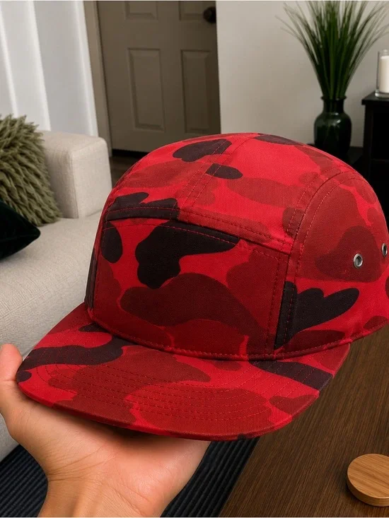 Red Camo Five-Panel Cap