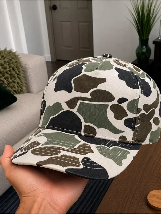 Camo Pattern Baseball Cap - Green, Olive, Black, Cream