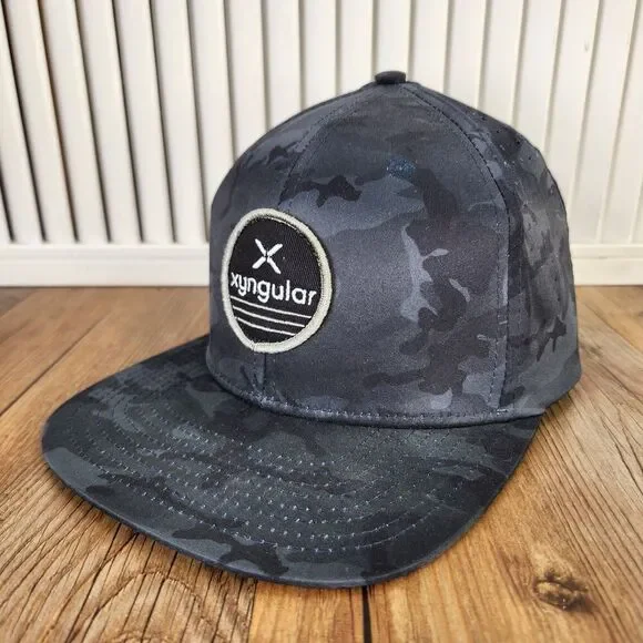 Xyngular Camo Snapback Hat Cap Black Gray Perforated Performance Outdoor Sports
