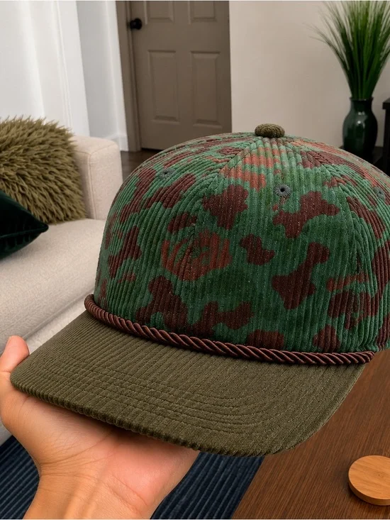 Corduroy Camo Baseball Cap - Green/Brown