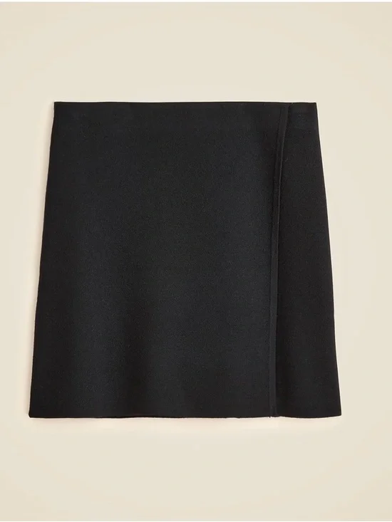 J.Crew Faux Wrap Mini Skirt L Merino Wool Blend NWT Chic