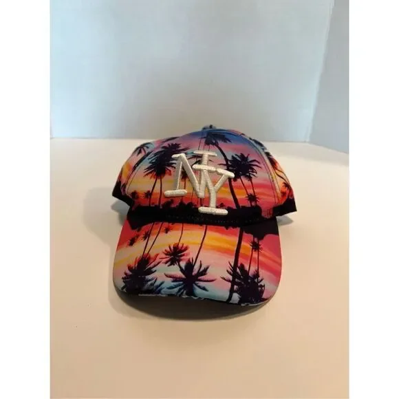 New York Hat Cap - Palm Tree Design - One Size Fits Most