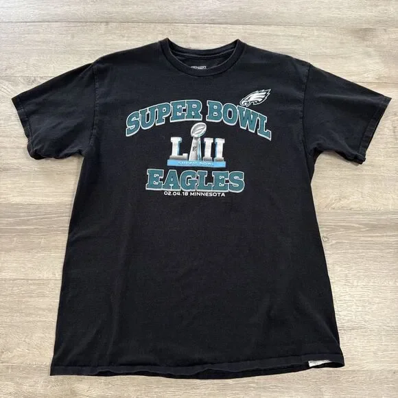 Philadelphia Eagles Shirt Super Bowl LII Champions NFL Men's Black Large