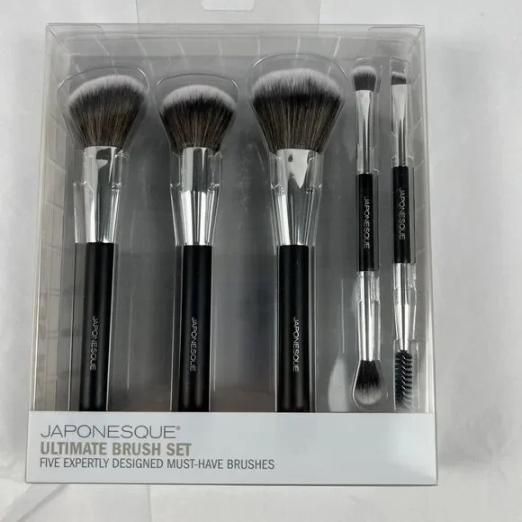 JAPONESQUE 5 Piece Ultimate Brush Set - Makeup Artist Quality - Variety - New