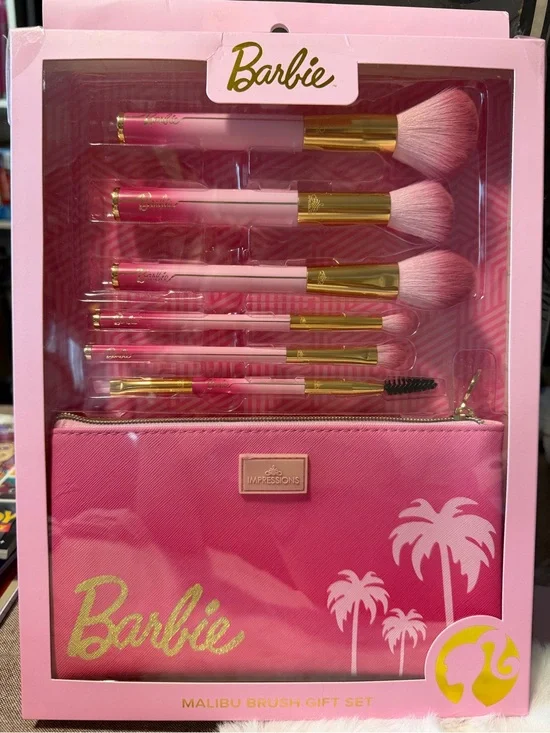 Impressions Barbie Pink & Gold Makeup Brush Gift Set