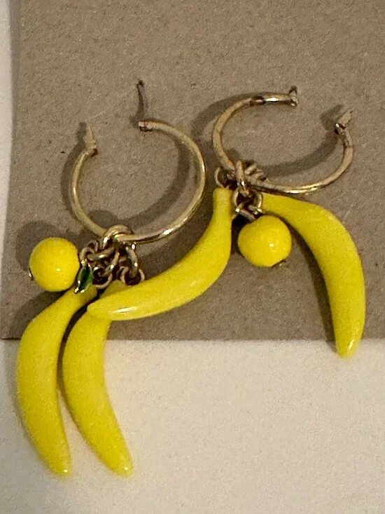 J.Crew Banana Charm Hoop Earrings – 3 cm
