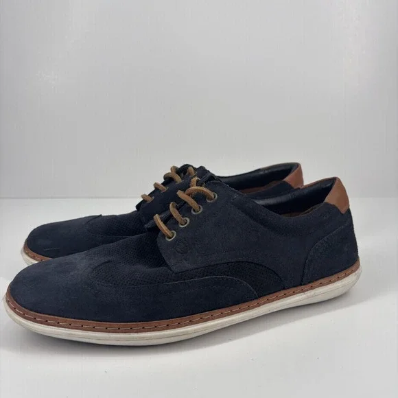 Massimo Dutti Men's Navy Blue Suede Derby‎ Shoes US 8 / EU 41 Lace-Up Classic
