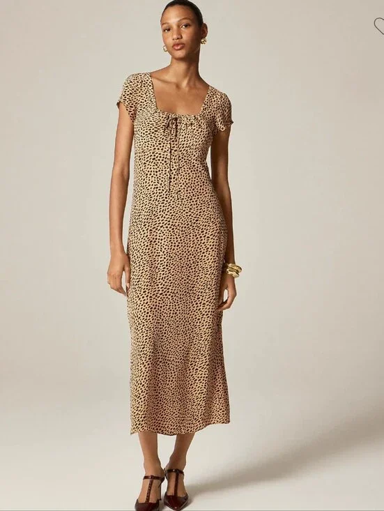 J Crew Squareneck slip dress in spot print CN842 Size 8 NWT