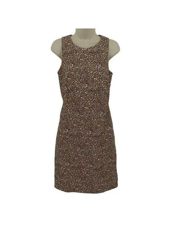 J Crew Women 2 Cheetah Leopard Animal Print Sheath Dress Sleeveless All Cotton