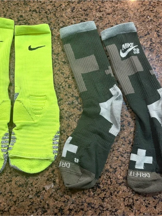 Nike Men’s Crew Socks in Volt (Neon) and Olive