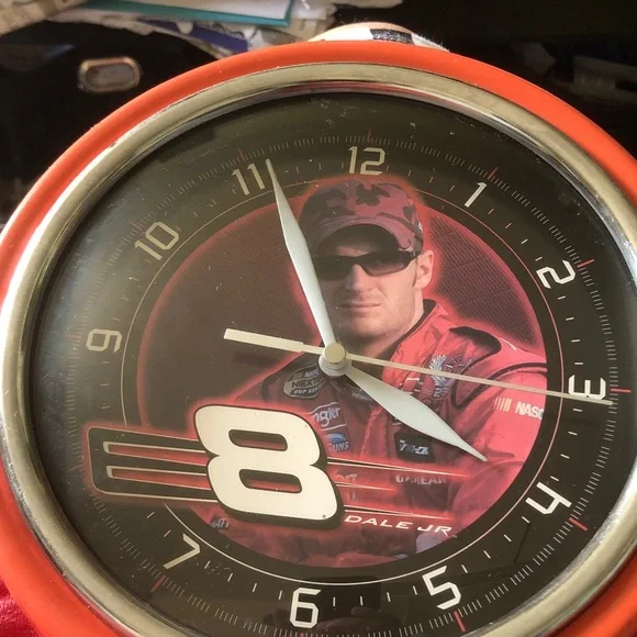 Red Number 8 Wall Clock - Branded Racing Design