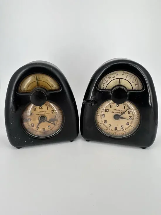Vintage Noguchi Hawkeye Measured Time Clocks/Kitchen Timer Stevenson Mfg. Co.