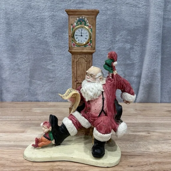 Howard Miller Christmas Clock Checkin It Twice 1995 Limited Edition Vtg Santa