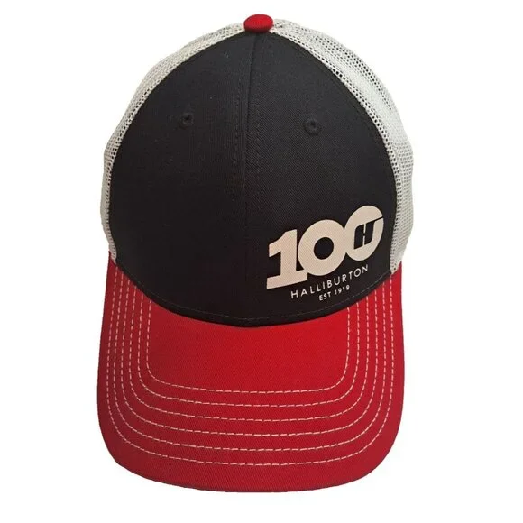 Halliburton Cap Hat Trucker 100th Anniversary Mesh Snapback Red‎ Black 2019