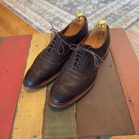 Allen Edmonds‎ Neumok 2.0 Mens 9.5 D Dark Brown Leather Wingtip Oxford Shoes