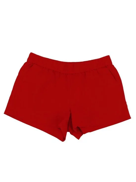 J Crew Women 6 Red Orange Pull On Shorts Pockets All Cotton Stretch Waistband