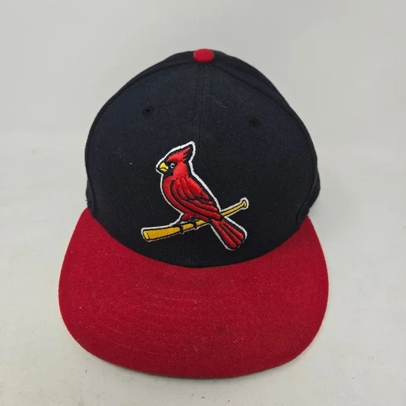 New Era 59FIFTY St Louis Cardinals MLB On-Field Fitted Hat 7‎ 3/8 Navy Red Cap