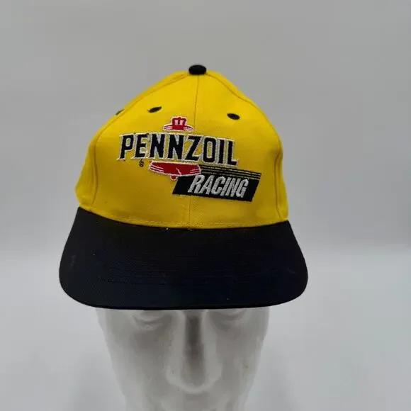 Vintage Pennzoil Racing Hat‎ Cap SnapBack Embroidered Yellow Black New