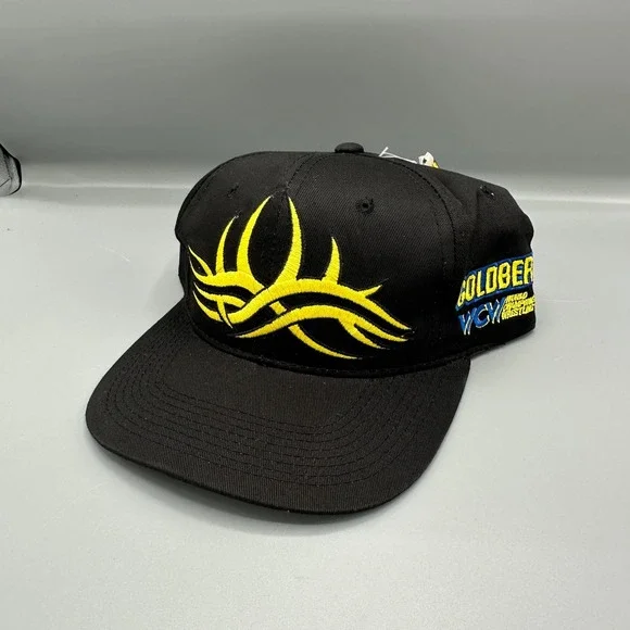 Vintage 1998 WCW Goldberg Hat Racing Champions Snapback Who's Next Tribal Black‎