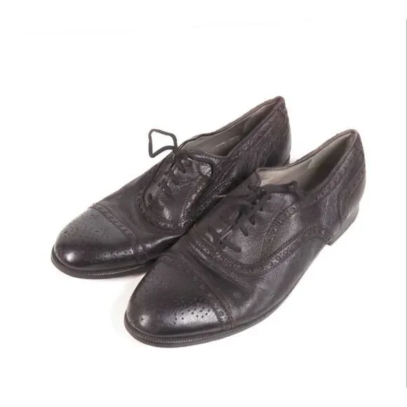 Florsheim Black Soft Flexible Leather Wingtip Brogue Oxford Shoes Men Size 8.5