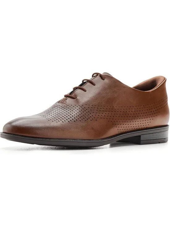 Marc Joseph Men's Brown Faux Leather Closed Toe Casual Oxford Block Heel Shoes