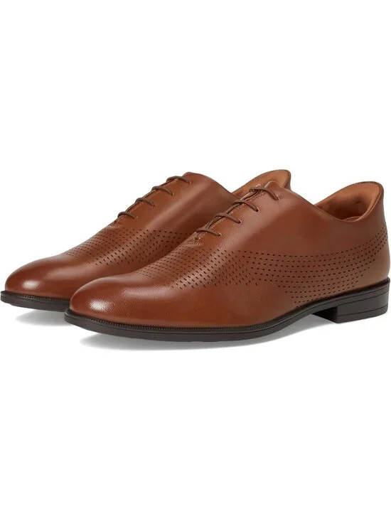 Marc Joseph Men's Cognac Napa Leather Closed Toe Casual Oxford Block Heel Shoes
