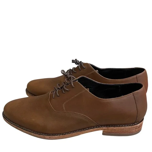 Nisolo everyday Mens Brown Leather Oxford Dress Shoes Lace‎ Up Size 11.5 wore 1x