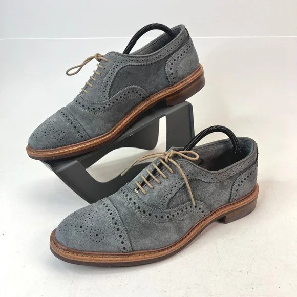 Allen Edmonds Strandmok Cap-toe Oxford Suede Shoes Men‎ 9D Grey