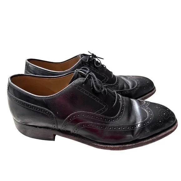 Johnston & Murphy Black Leather Wingtip Oxford Dress Shoes Men's‎ 8.5 D/B 90829
