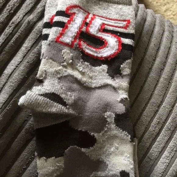 Gray Camo  boys Socks with Red Accent - Packable Comfort