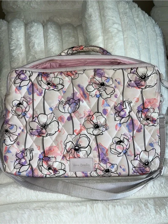 Vera Bradley Pastel Floral Quilted Laptop Bag in Pink and Purple