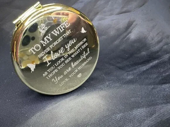 Gold Compact Dbl Mirror Magnified I Love You Gift From Husband Beautiful Wife