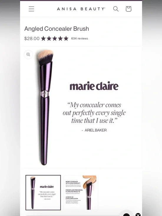 Anisa Beauty Angled Concealer Brush - Purple (Not a set)