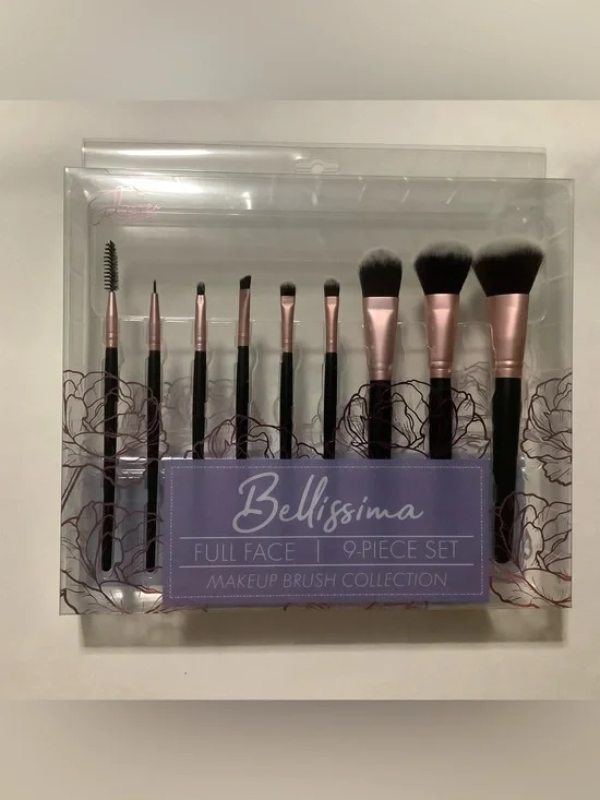 Bellissima Full Face 9-Piece Makeup Brush Set - Black & Rose Gold