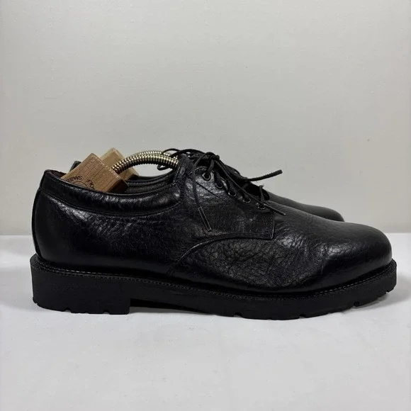 H.S. TRASK Mens 12W Black Authentic Bison Leather Oxford Derby Shoes 1151 USA