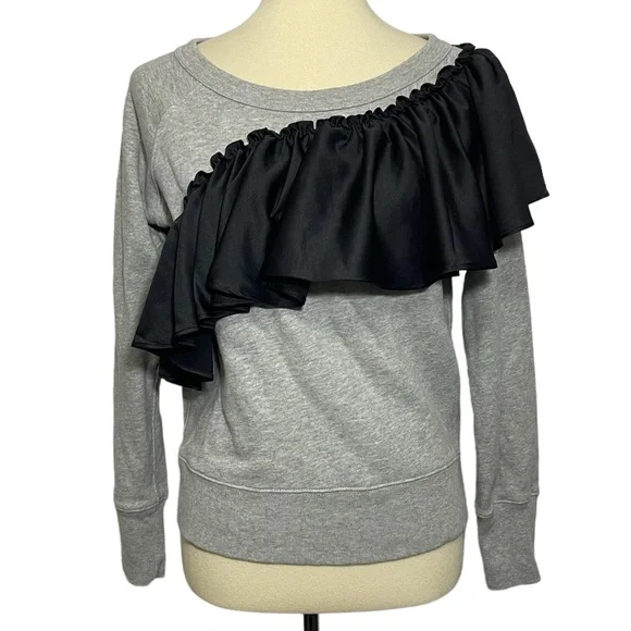 J. Crew Asymmetrical Ruffle Sweatshirt