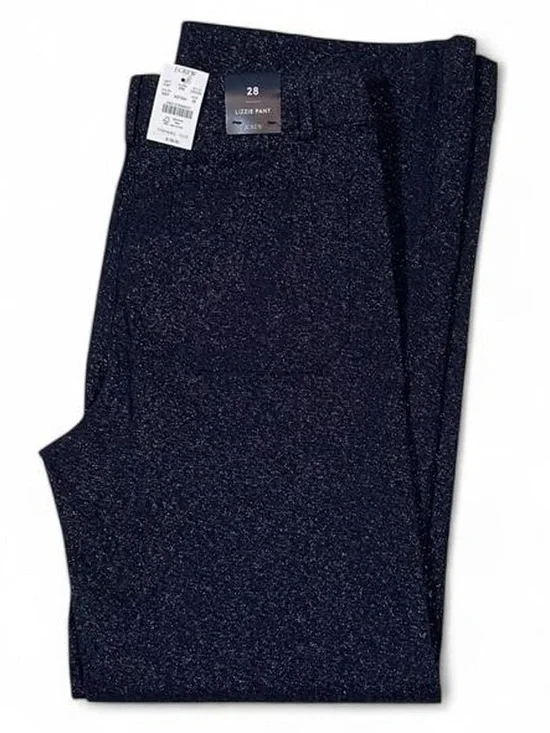 NWT! J. Crew Lizzie Pant Sparkle Blue Wide Leg Navy Blue Women’s Size 28 L30