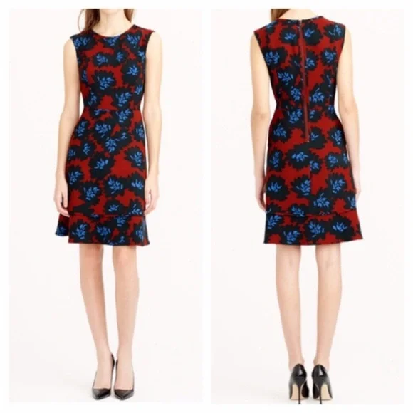 J.Crew Red and Blue Patterned Dress