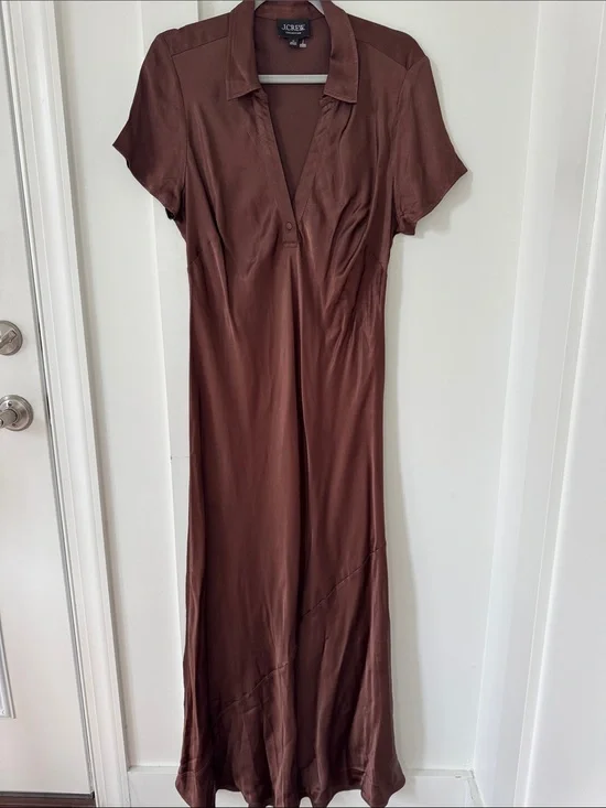 NEW J Crew Collection Short Sleeve Maxi Slip Dress In Luster Crepe Size 14