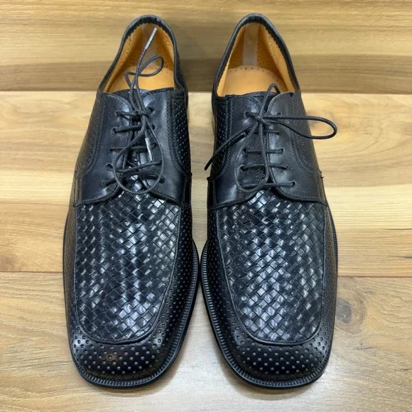 ET Wright Masters Collection Woven Oxford Mens 8.5 EE Black Leather Perf Modern