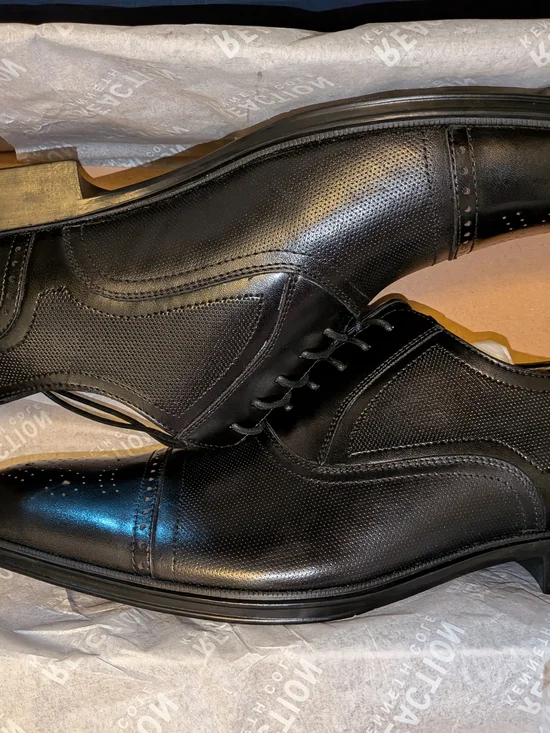 Men's Black Leather Oxford Dress Shoes - Classic Lace-Up