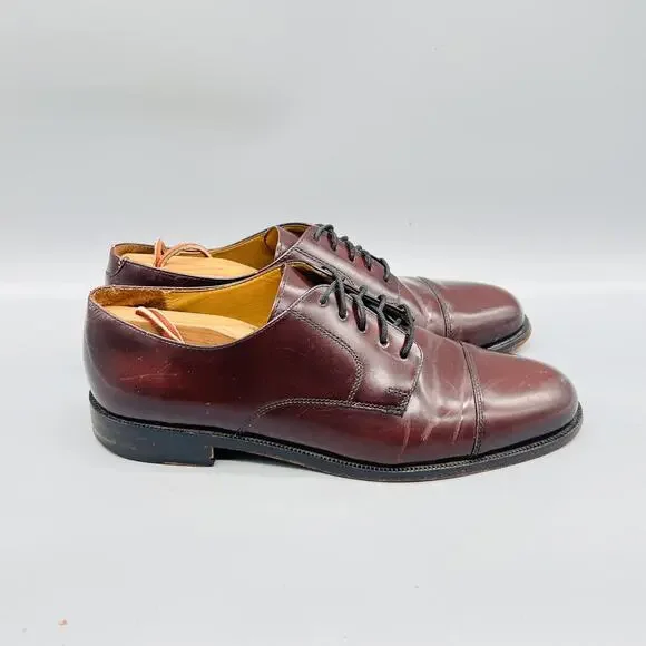 Cole Haan Shoes Mens 9 Brown Leather Cap Toe Derby Oxford Dress Classic Vintage