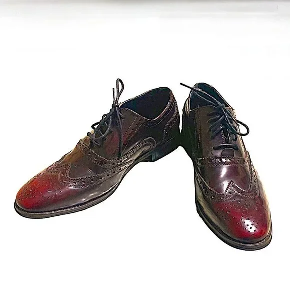 Joseph Abboud Classic Wing Tip Oxfords Burgundy Size 9.5