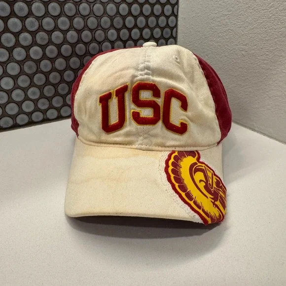 Vintage‎ USC Trojans Hat Cap SC Logo Fitted Medium Southern Cal Red Yellow