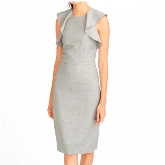 NWT J Crew ruffle sleeve sheath dress 100% wool