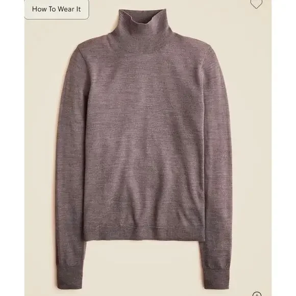 J. Crew Carolyn turtleneck sweater in merino wool Heather Carbon NWT size XS